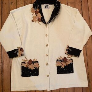 Vintage 90s Storybook knits fall themed cardigan sweater